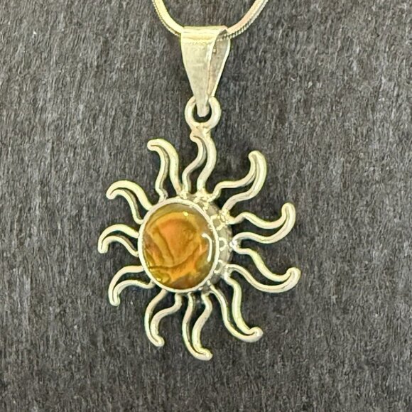 Vintage Charles Albert Sterling Silver 925 Abalone Sun Pendant B2 - Picture 2 of 16